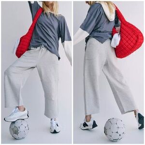 NWT Free People Light Gray Wide Leg Track Pants